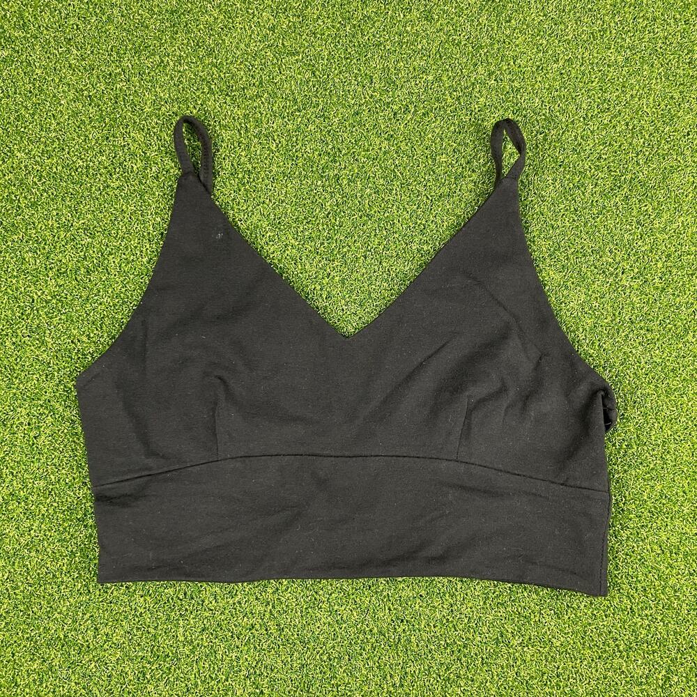 Jumping Joy Black V-Neck Light Camisole Cropped Top Sz M